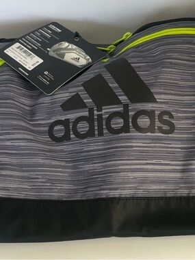 Adidas Black and Neon Yellow Sports Bag